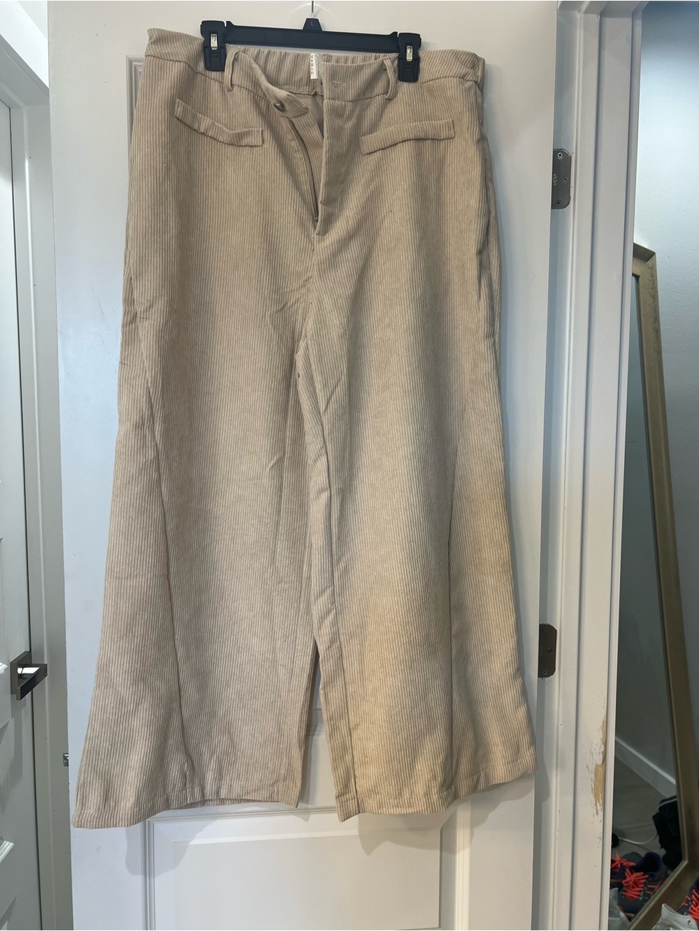SHEIN Women’s 1XL Beige Corduroy Wide Leg Pants